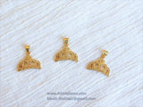 CZ Crown Charm, Tiara Cubic Zirconia Pendant Micro Paved Gold 17 x 19 mm, #265 Charm for Bracelet Necklace - A Girls Gems