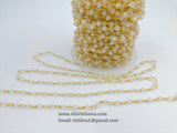 White Opal Rosary Chain, 4 mm Gunmetal Black Beaded Opalite Chain, Clear Bulk Wholesale - A Girls Gems
