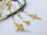 Gold Rosary Cross Necklace, Smoky Rosary Gold Brass Ethiopian Cross, Long Rosary Necklace - A Girls Gems