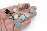 Square Charms, Gold Plated Gemstone Charms, Small Birthstone Pendants 14 x 16 mm