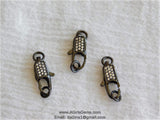 CZ Micro Pave Black Long Lobster Clasp, Small Double Sided #29, Micro Pave Cubic Zirconia Connector for Bracelets - A Girls Gems