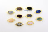 Gold plated Black Druzy Bar Oval Pendant Connector Bead - A Girls Gems