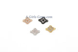 Quatrefoil Connectors/Charms - 2 pcs CZ Micro Pave Tiny Clover Links, Mini Linking Beads, Clovers in Rose Gold/Black/Gold/Silver