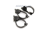 Large Lobster Clasp, Black CZ Micro Pave Gunmetal Black Clasps, Diamond Pave Look - A Girls Gems