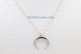 Sterling Silver Double Horn Necklace - A Girls Gems
