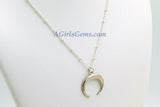 Sterling Silver Double Horn Necklace - A Girls Gems