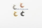 CZ Tiny Crescent Moon Charm, 3 pcs Mini Moon Charms, Dainty CZ Moon, 8 x 10 mm #26 - A Girls Gems