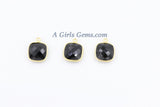 Square Charms, Gold Plated Gemstone Charms, Small Birthstone Pendants 14 x 16 mm