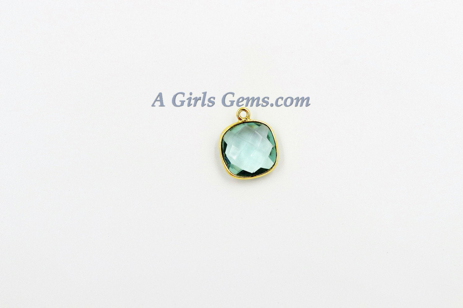 Square Charms, Gold Plated Gemstone Charms, Small Birthstone Pendants 14 x 16 mm