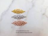 Flower Charm Connectors, CZ Pave Filigree Bracelet Bar Connector, 18 k Rose/Gold/Silver Rhodium Plated Bar Charms, Wedding Party Gift Charms