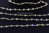 Labradorite Gemstone Rosary Chain,  4 mm Gold Wire Wrapped Chain, Boho Jewelry Chains, 1 5 10 feet Chain Roll Bulk Ships from USA