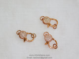 Medium Rose Gold Plated Lobster Claw Clasp and Jump rings 13 mm x 25 mm Connector bead chain necklace Cubic Zirconia Paved CZ Findings