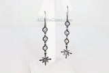 CZ Star Dangle Earrings, Starburst Earrings in Gold/Silver/Black, Elegant Crystal Cubic Zirconia Long Chain Earrings