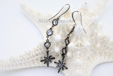 CZ Star Dangle Earrings, Starburst Earrings in Gold/Silver/Black, Elegant Crystal Cubic Zirconia Long Chain Earrings