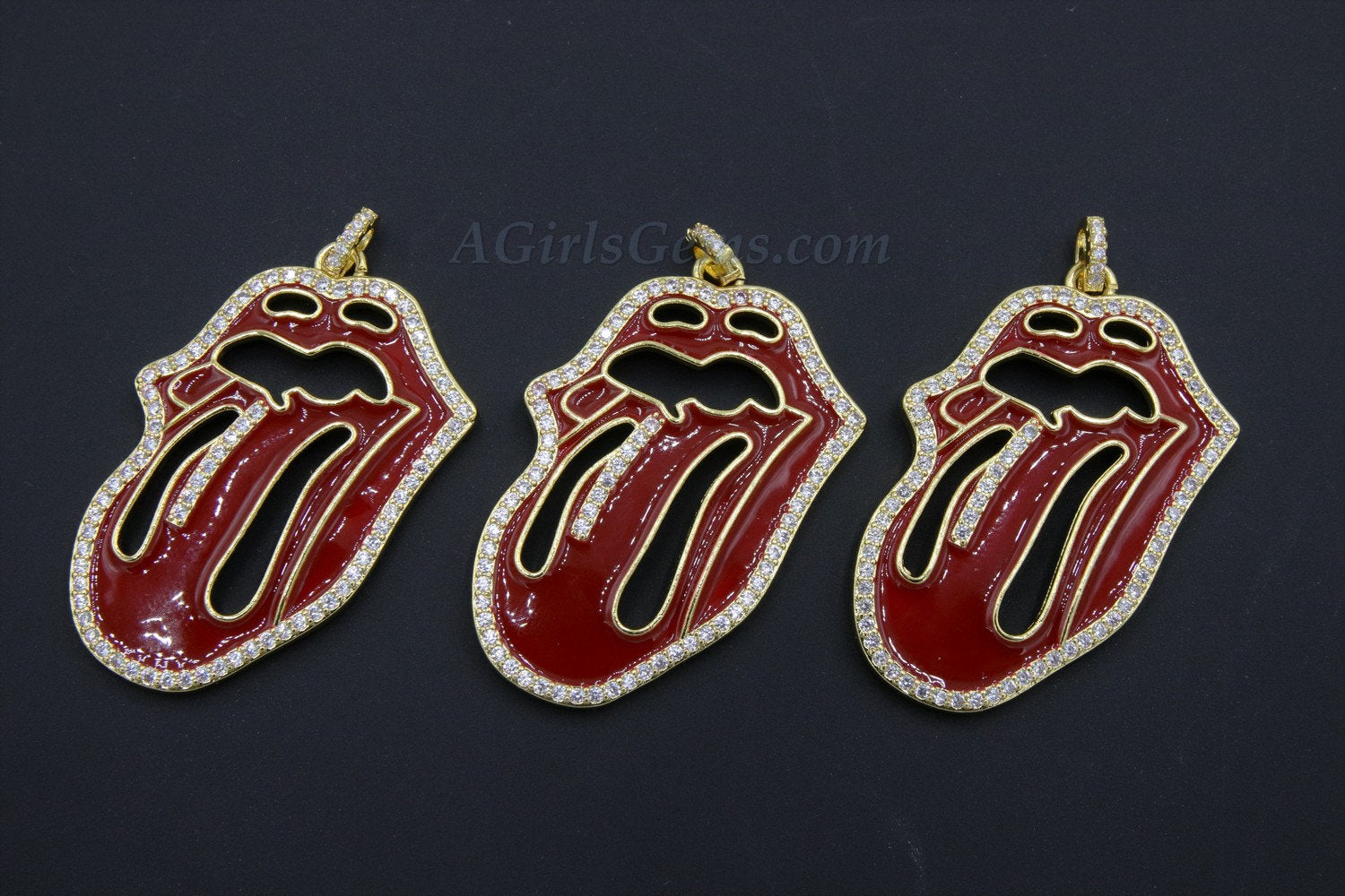 Enamel Tongue Black Chain Necklace or Pendant - A Girls Gems