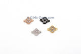 Quatrefoil Connectors/Charms - 2 pcs CZ Micro Pave Tiny Clover Links, Mini Linking Beads, Clovers in Rose Gold/Black/Gold/Silver