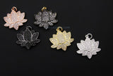 Tiny Lotus Flower Charm, 2 Pcs Gold Succulent Lotus Flower for Yoga Crystal Bracele, Necklace Pendant