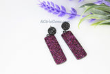 Mardi Gras Jewelry, Pink and Black CZ Pave Stud Earrings, Diamond Pave Fuschia Vertical Bar Earrings  by Regina Harp Designs - A Girls Gems