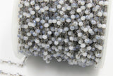 White Rosary Chain, Light Gray Opal Mystic Rosary Chain