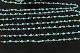 4 mm Wire Wrapped Silver plated Blue Howlite Chain for Necklace Chains - A Girls Gems