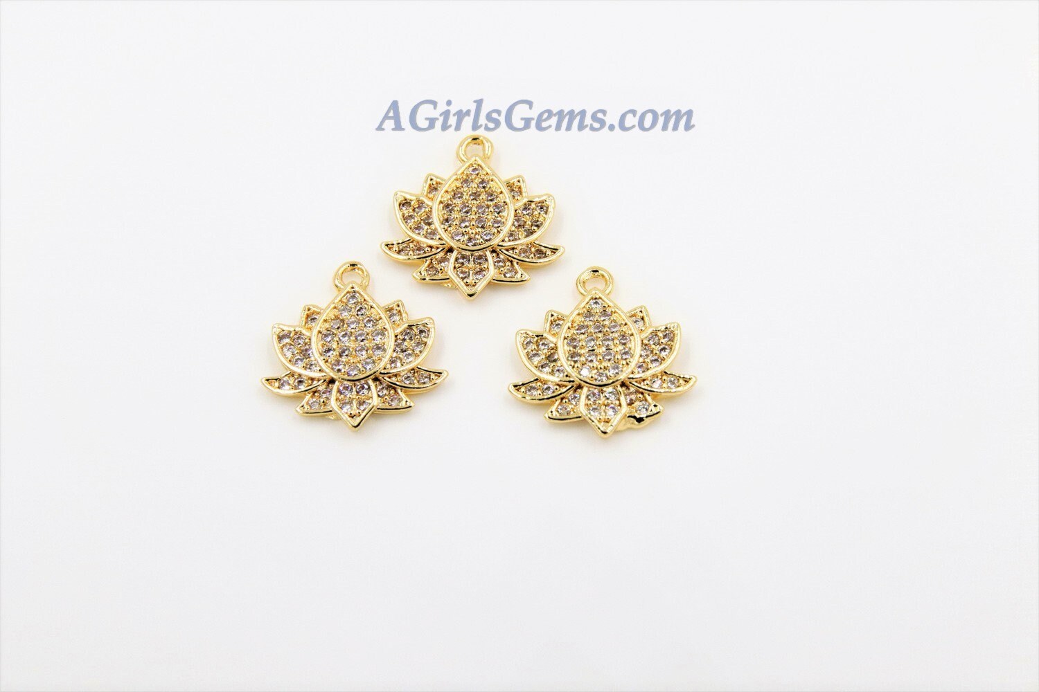 Tiny Lotus Flower Charm, 2 Pcs Gold Succulent Lotus Flower for Yoga Crystal Bracele, Necklace Pendant