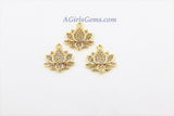 Tiny Lotus Flower Charm, 2 Pcs Gold Succulent Lotus Flower for Yoga Crystal Bracele, Necklace Pendant
