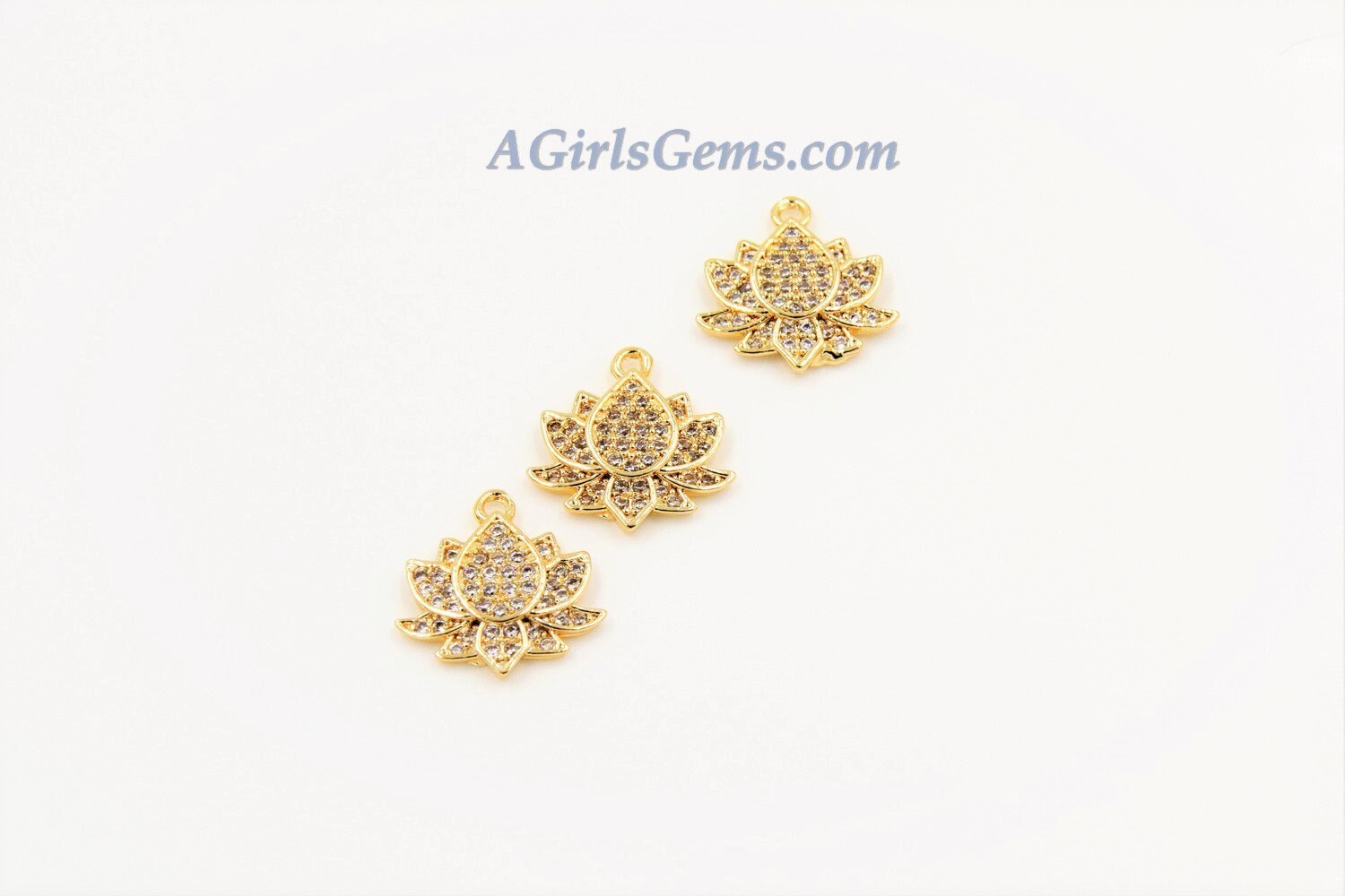 Tiny Lotus Flower Charm, 2 Pcs Gold Succulent Lotus Flower for Yoga Crystal Bracele, Necklace Pendant