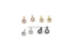 CZ Gold Solitaire Charms, 2 Pcs 4, 6 mm CZ Silver Solitaire Dangles, Black Cubic Zircon Link, Rose Gold Open Loop Dangle Charm Findings - A Girls Gems