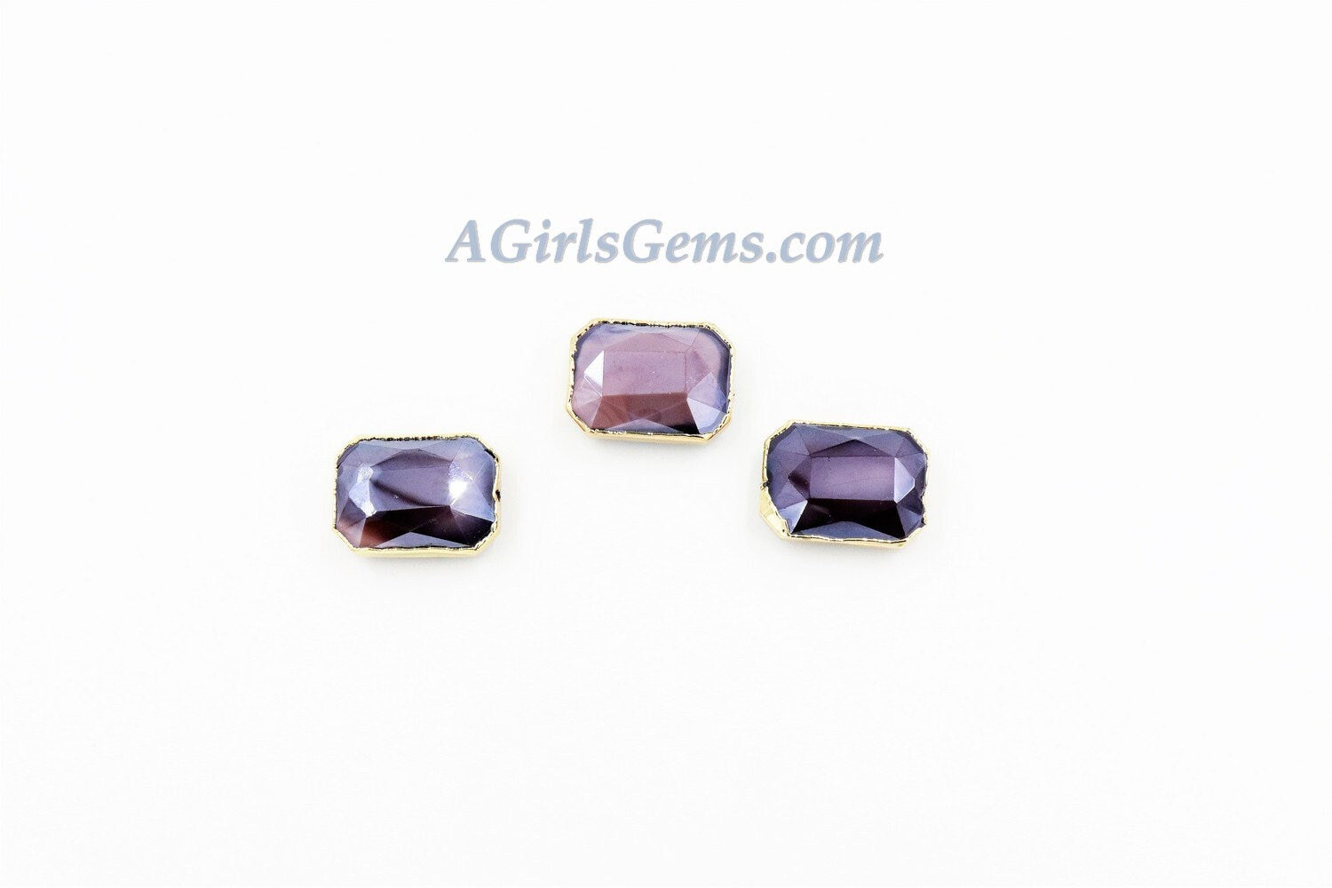 Purple Crystal Beads, Purple Square Rectangle #959, Soldered Bead Charms