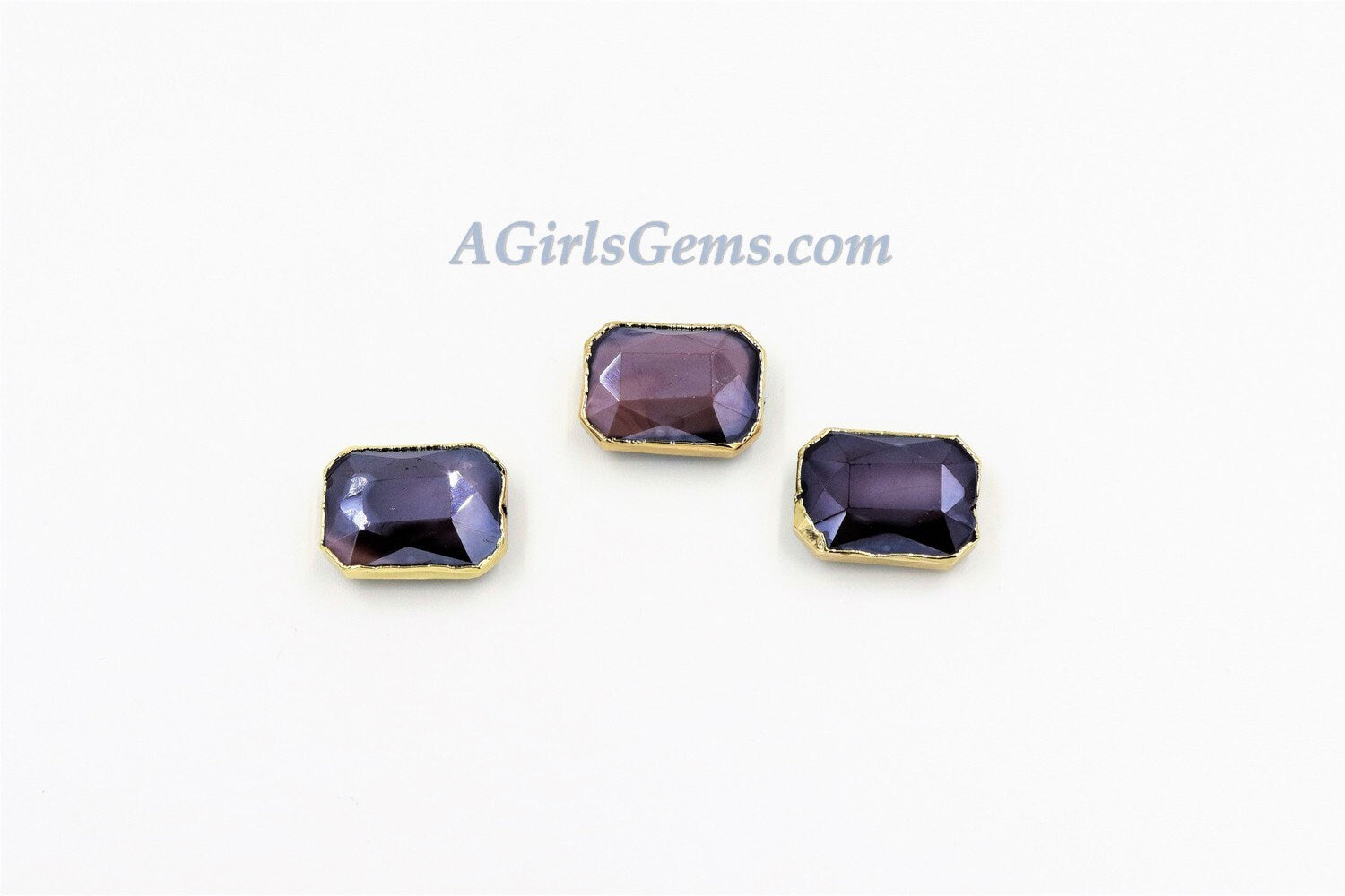 Purple Crystal Beads, Purple Square Rectangle #959, Soldered Bead Charms