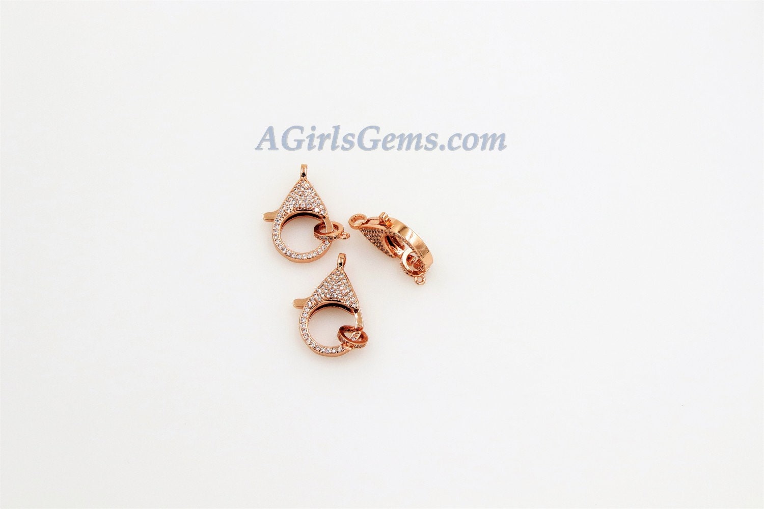 Large Lobster Clasp, CZ Pave Gold - A Girls Gems