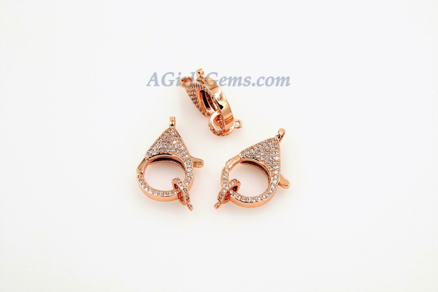 Large Lobster Clasp, CZ Pave Gold - A Girls Gems