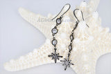 CZ Star Dangle Earrings, Starburst Earrings in Gold/Silver/Black, Elegant Crystal Cubic Zirconia Long Chain Earrings