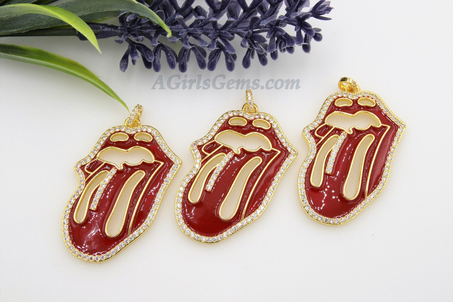 Enamel Tongue Black Chain Necklace or Pendant - A Girls Gems