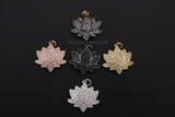 Tiny Lotus Flower Charm, 2 Pcs Gold Succulent Lotus Flower for Yoga Crystal Bracele, Necklace Pendant
