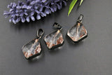 Crystal Soldered Pendants, *NEW* Black Crystal Teardrop Oval, Black/Gold Diamond Shaped Chandelier Crystal Charms in Copper Foil - A Girls Gems