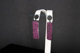 Mardi Gras Jewelry, Pink and Black CZ Pave Stud Earrings, Diamond Pave Fuschia Vertical Bar Earrings  by Regina Harp Designs - A Girls Gems