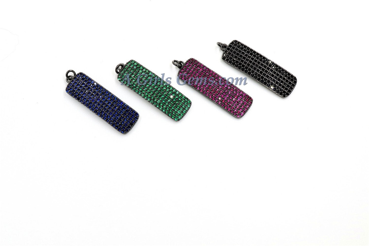 Mardi Gras Jewelry, Pink and Black CZ Pave Stud Earrings, Diamond Pave Fuschia Vertical Bar Earrings  by Regina Harp Designs - A Girls Gems