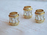 Black Tube Beads, CZ Pave Big Hole Gold, Silver Crystal Beads, 10 x 12 mm - A Girls Gems