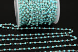 4 mm Wire Wrapped Silver plated Blue Howlite Chain for Necklace Chains - A Girls Gems