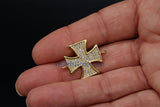 CZ Micro Pave Maltese Cross Connector Link, Gold Large 30 mm Cross Charm for Bracelet #216, Firefighter St John Jewelry Supplies - A Girls Gems