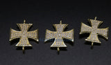 CZ Micro Pave Maltese Cross Connector Link, Gold Large 30 mm Cross Charm for Bracelet #216, Firefighter St John Jewelry Supplies - A Girls Gems