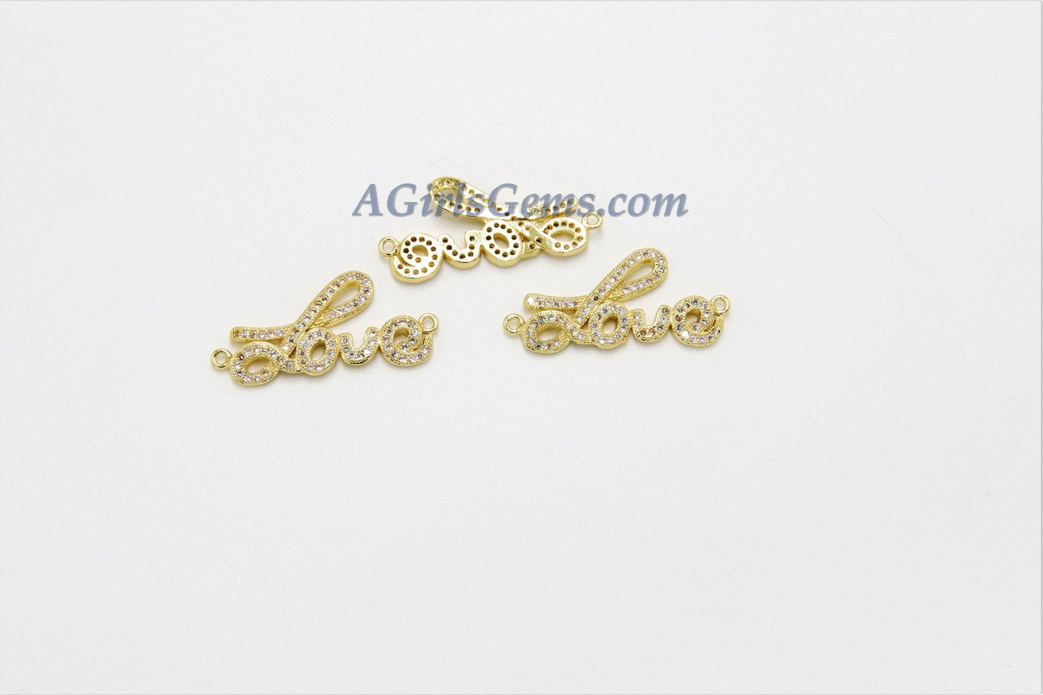 CZ Micro Pave Love Connector Charm - A Girls Gems
