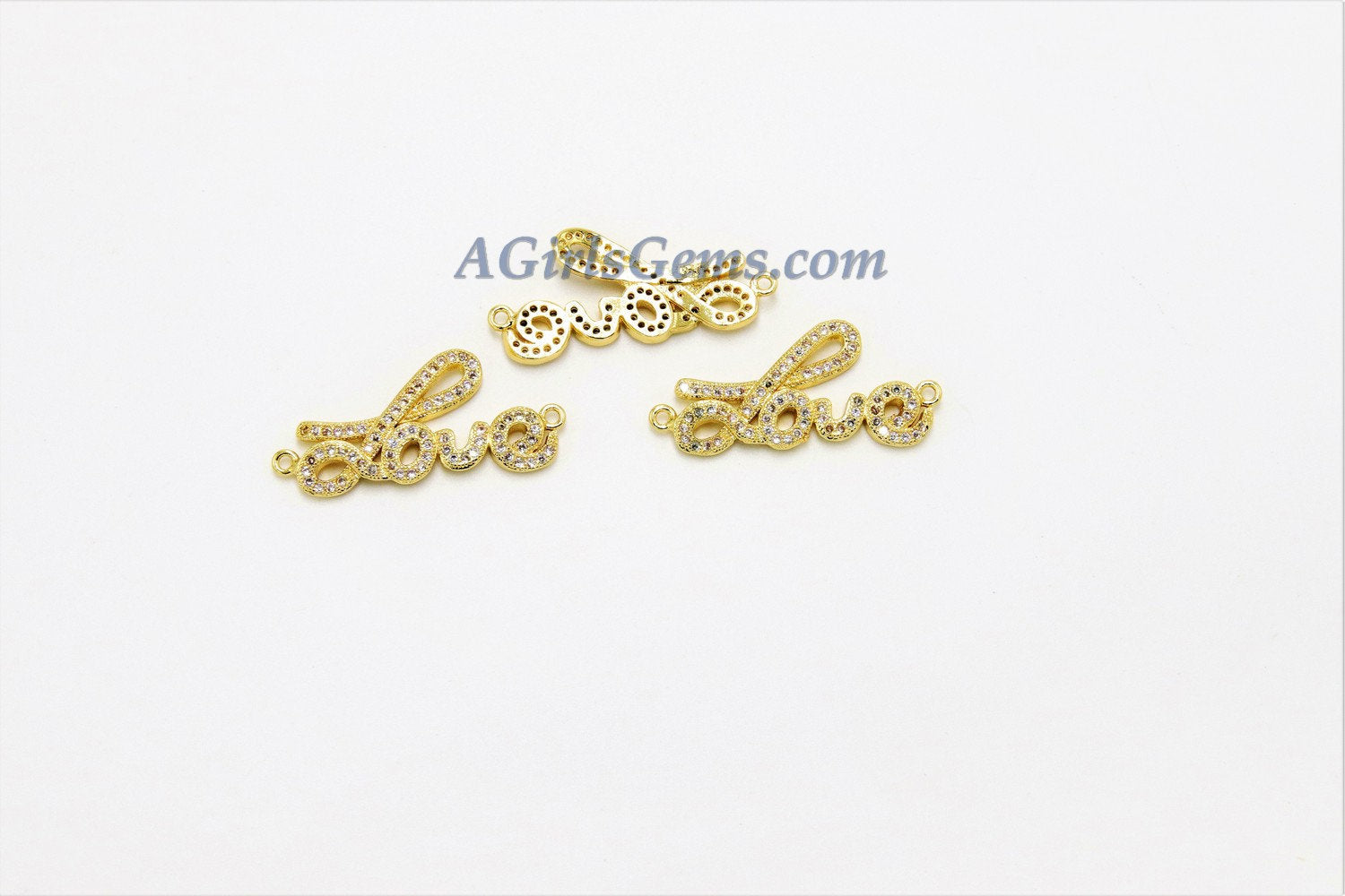 CZ Micro Pave Love Connector Charm - A Girls Gems