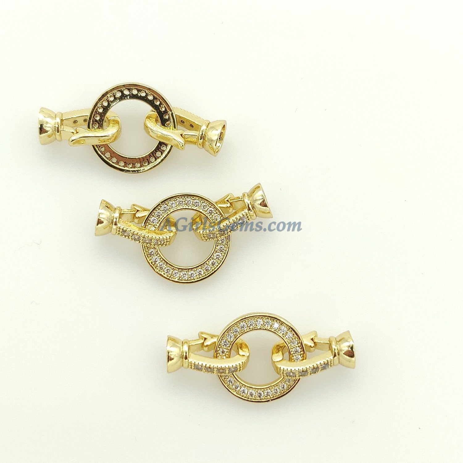 Donut Clasp Buckle, CZ Micro Pave 2 Hole O Ring and Interlocking Clips - A Girls Gems