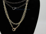Double Choker Wrap Necklace, Front Clasp Necklace, CZ Lobster Clasp, 14/16/18/34 inch Extra Long Chain Wrap Around Necklace in Gold or Black