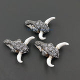 Natural Amethyst CZ Micro Pave Bone Cow Skull Pendant, Boho Longhorn Cattle - A Girls Gems