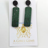 Mardi Gras Jewelry, Pink and Black CZ Pave Stud Earrings, Diamond Pave Fuschia Vertical Bar Earrings  by Regina Harp Designs - A Girls Gems
