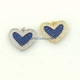 CZ Micro Pave Pink Heart Charm, Scapula Style Blue Turquoise - A Girls Gems