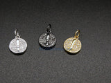 CZ Micro Pave Fleur De Lis Pendant, Gold Plated New Orleans Louisiana Charm, Jewelry Supplies